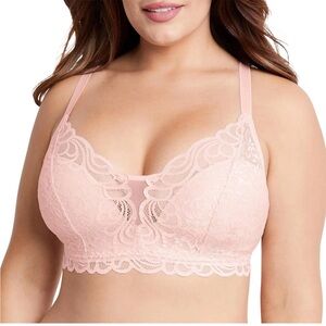 NWT Bali blush pink lace desire full coverage lacy no underwire bralette XL